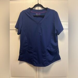 Purple Label By Healing Hands Jane Y-Neck Solid Scrub Top Size Women’s XL